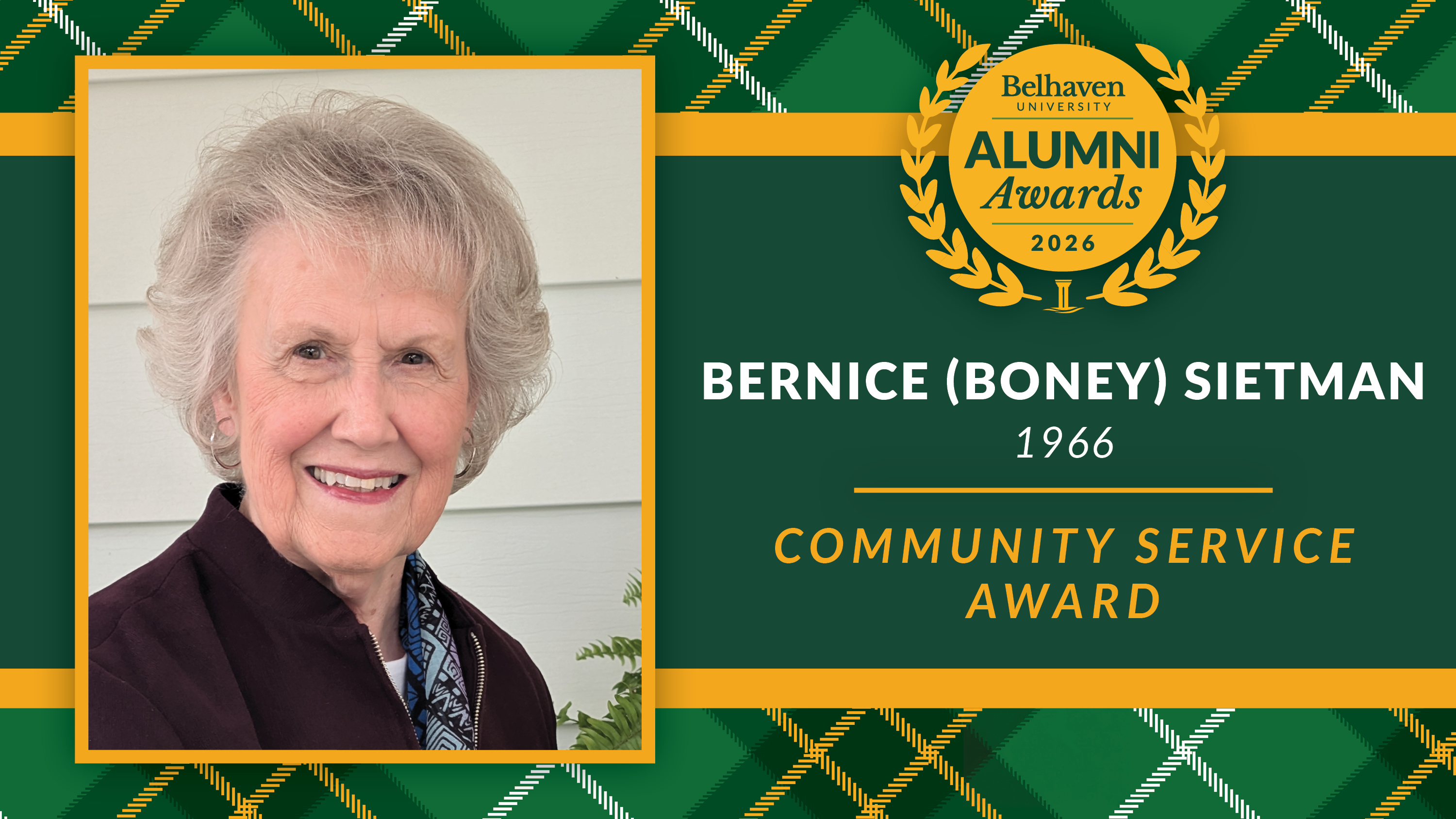 Bernice Sietman, Alumni Awards 2026