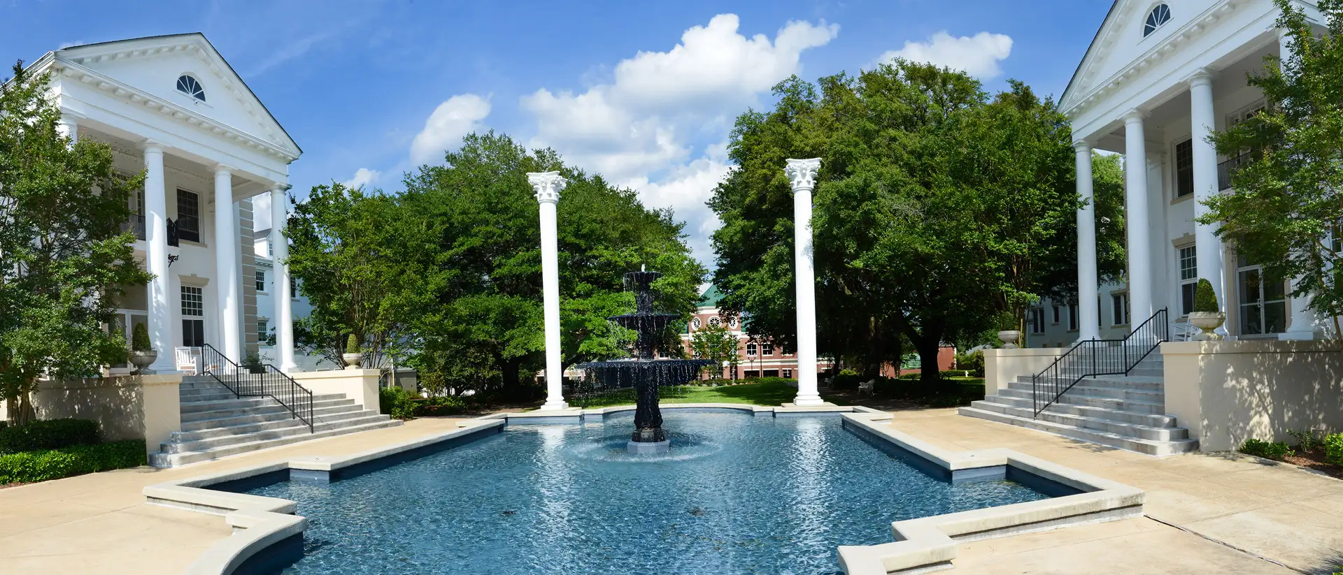 the fountain on a sunny day with fitzhugh and preston in view