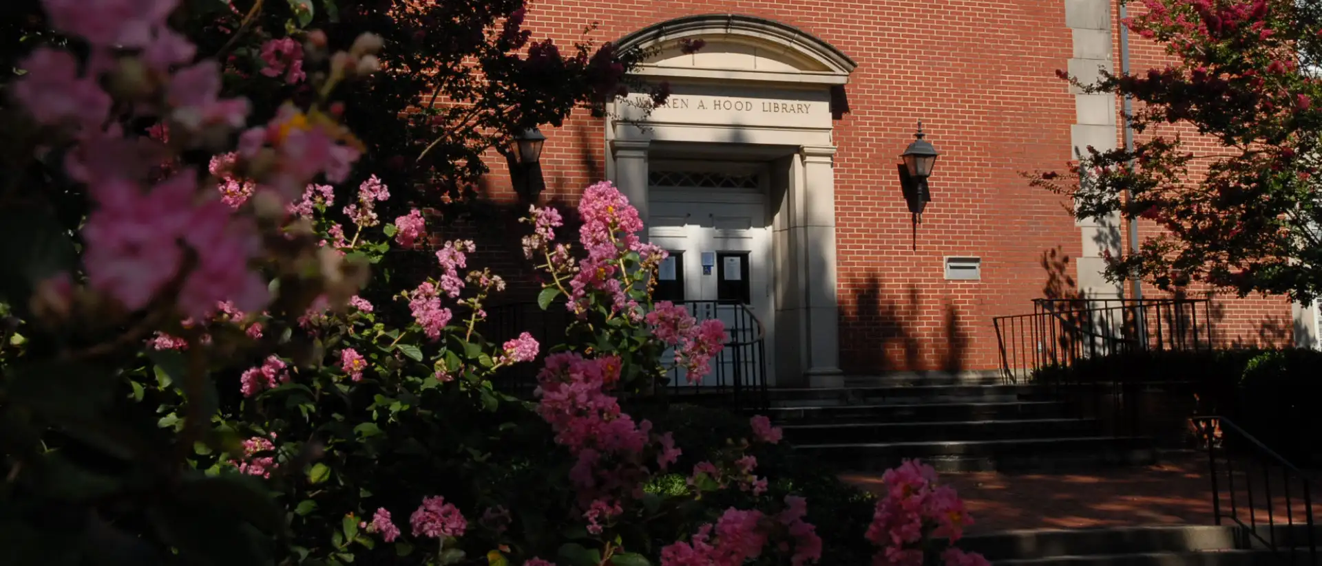 Hood Library with Azeleas in bloom
