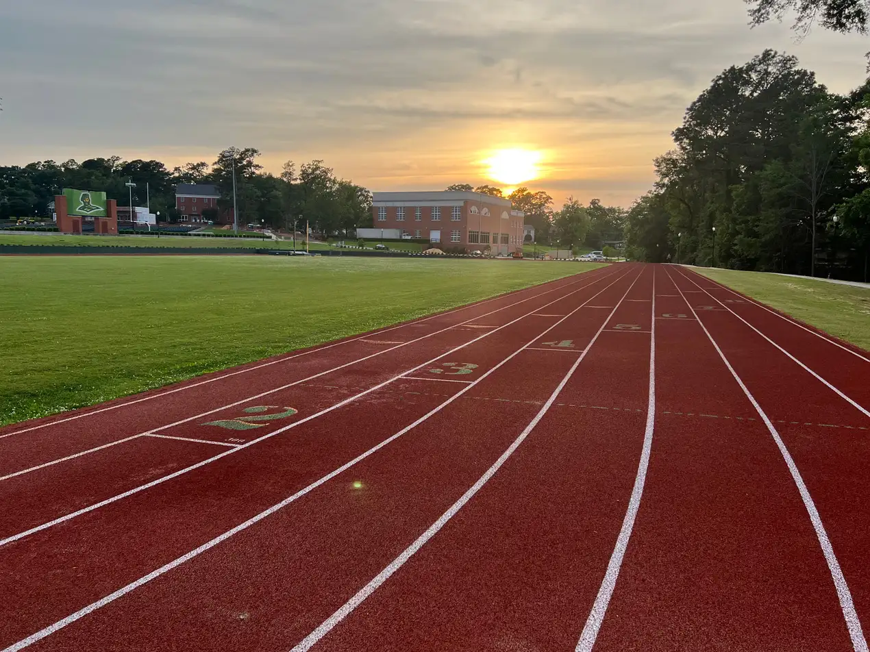 track with the sunset