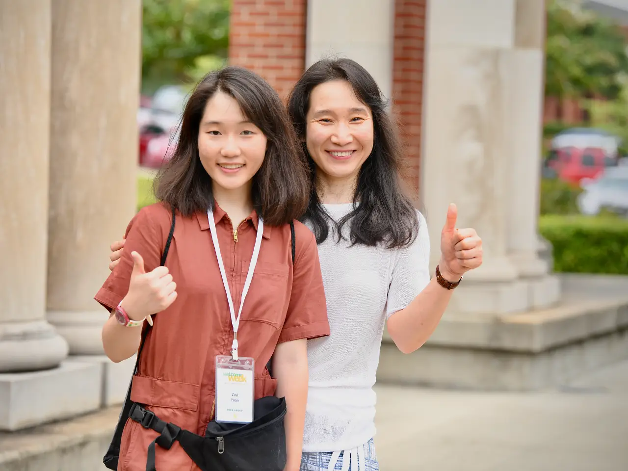 Korean international student with her mother