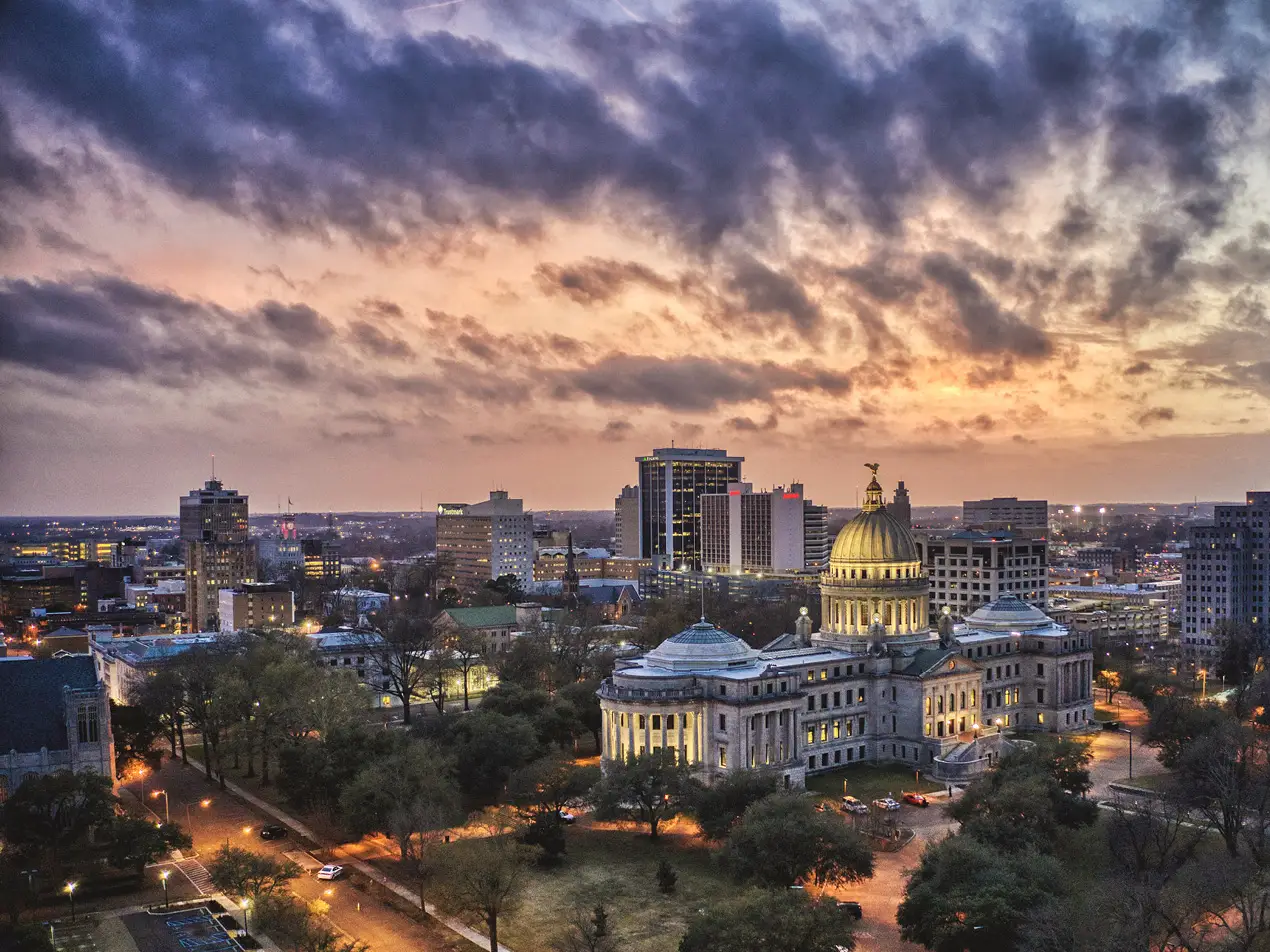aerial view of jackson, mississippi