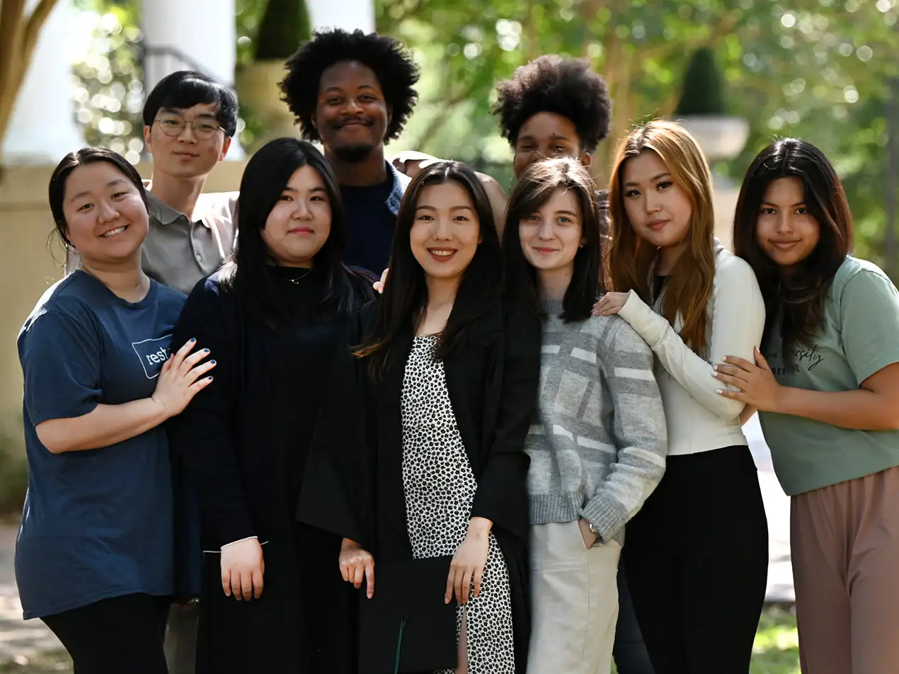 group of international students on campus