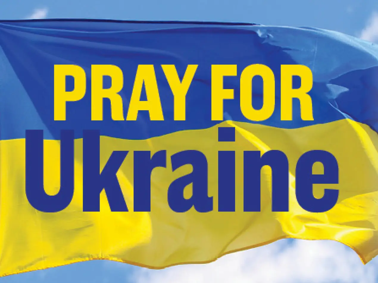 Ukraine Flag with Pray for Ukraine text
