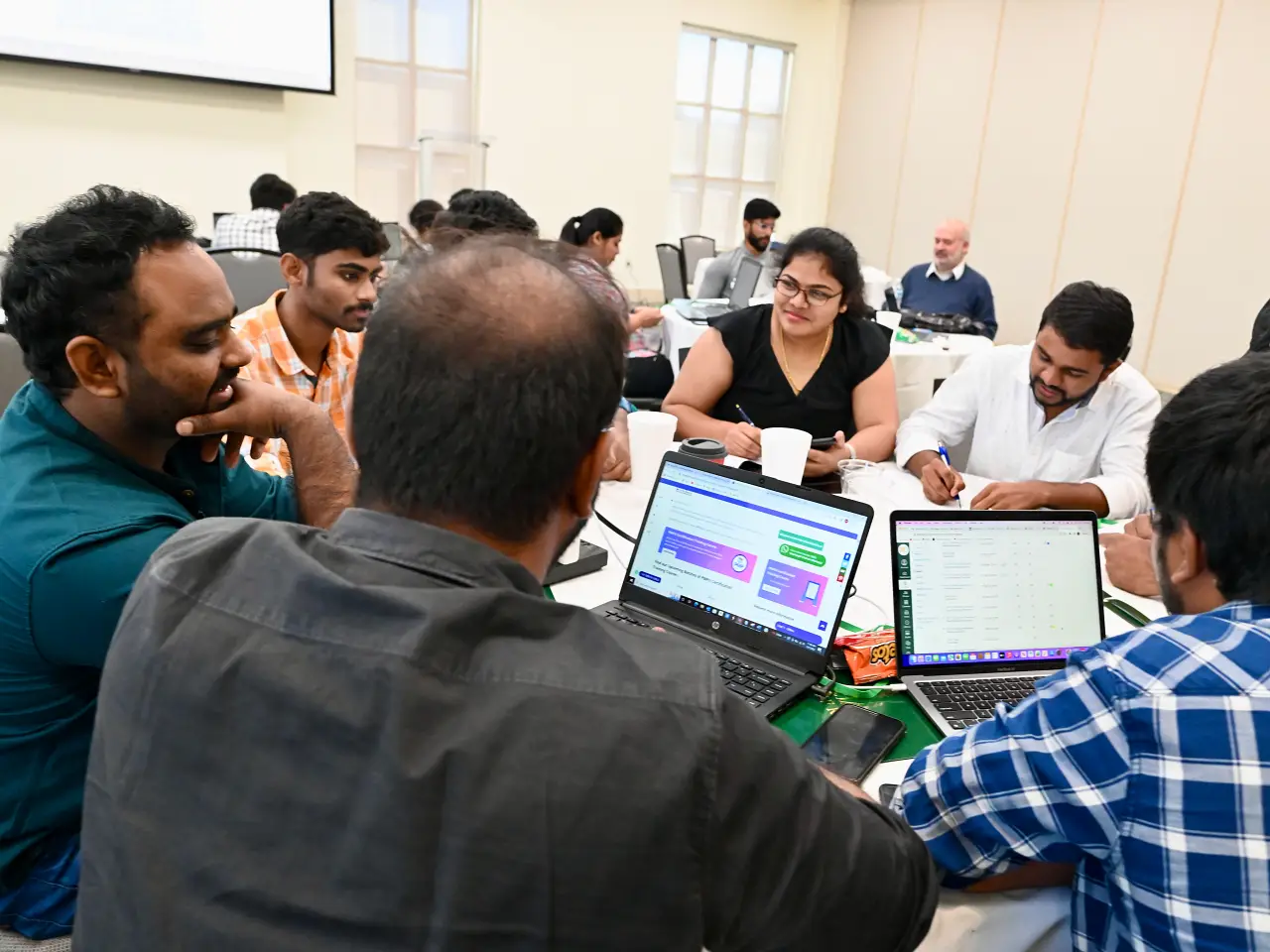 International students working together at a table