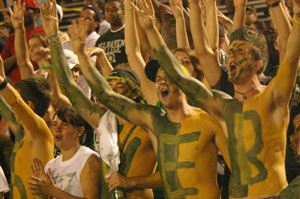 Belhaven students cheer for the Blazers