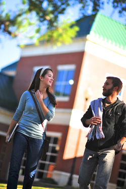 students walking and talking