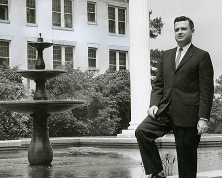 president by the fountain