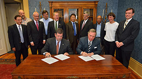 Ole Miss and Belhaven Partner for Dual Degree Program Signing Photograph